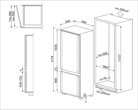 Lodówka chłodziarko zamrażarka do zabudowy C81721E SMEG