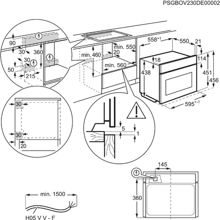 Kompaktowa mikrofala do zabudowy ELECTROLUX 500 Microwave LVM6E46Z