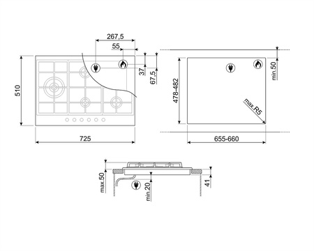 Płyta kuchenna PX375LMB - Smeg