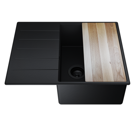 Zlew kuchenny z ociekaczem GLOBALO VIRELLA 45.1 BLACK/BL MAT