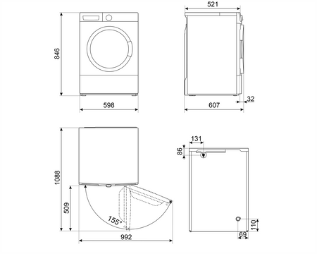 Suszarka, 8kg, A+++. Steam, LCD, 54cm DNP83SLIN - Smeg