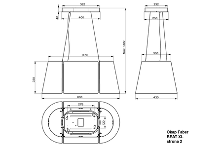 Okap wyspowy FABER Beat XL BK MATT F80 czarny mat