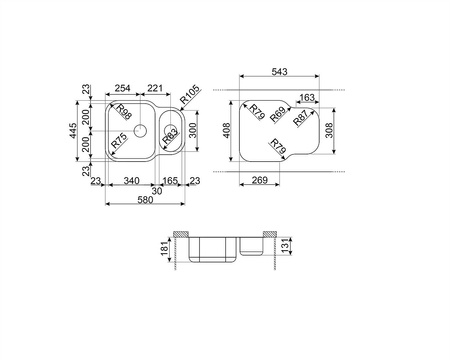 Zlewozmywak ze stali nierdzewnej UM34 - Smeg