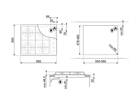 Płyta kuchenna S64SB - Smeg