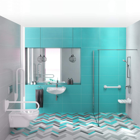 Umywalka ceramiczna ścienna z miejscem na baterię - dla osób z ograniczeniami ruchowymi CDV_6U6W - Deante