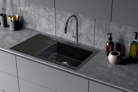 Zlew kuchenny BERG CERAMICZNY GRAZIA BRZ19C11P 1.0 OC 860x510 CZARNY BAZALT CERAMIKA PRAWA KOMORA