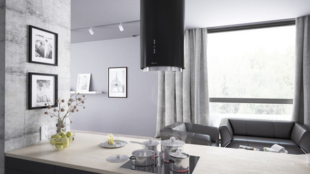 Okap kuchenny wyspowy GLOBALO CYLINDRO ISOLA 39.7 BLACK