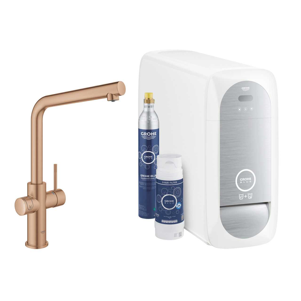 Bateria kuchenna GROHE Blue Home Brushed Warm Sunset woda gazowana - 31454DL1