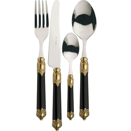 Bugatti RINASCIMENTO Gold Czarne zestaw obiadowy 24 cz. w opakowaniu RIDN-S2450