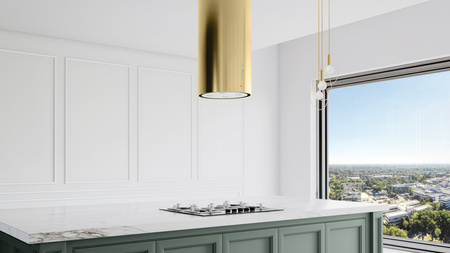 Okap kuchenny wyspowy GLOBALO CYLINDRO ISOLA 39.7 LIGHT GOLD MAT