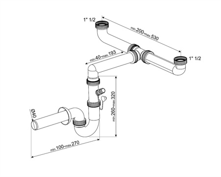 Syfon do podwójnego odpływu 3713 - Smeg