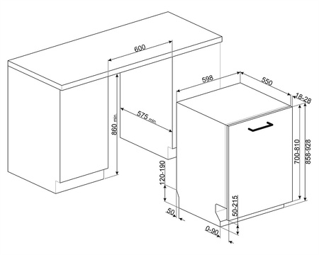 Zmywarka do zabudowy 60cm SMEG wys. 86cm STL324BQLH