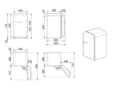 Minibar SMEGczerwony FAB5RRD6