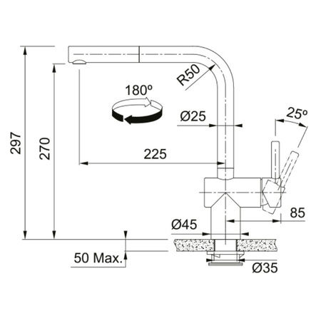 Bateria kuchenna z wyciąganą wylewką FRANKE Atlas Neo Sensor czarna stal - 115.0625.527