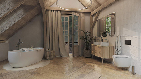 Umywalka granitowa nablatowa z miejscem na baterię CQS_AU4B - Deante