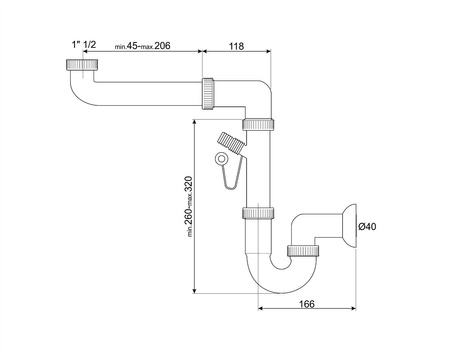 Syfon do pojedyńczego odpływu 3712 - Smeg