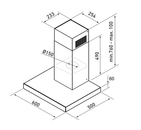 Okap kuchenny przyścienny GLOBALO VERTA 60.3 H2H BLACK