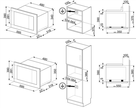 Kuchenka mikrof., 20l, Linea, czarny FMI120B3 - Smeg
