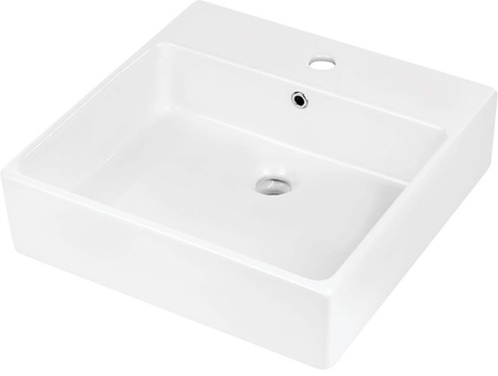 Umywalka ceramiczna nablatowa/ścienna z miejscem na baterię - 50x50 cm CDT_6U5S - Deante