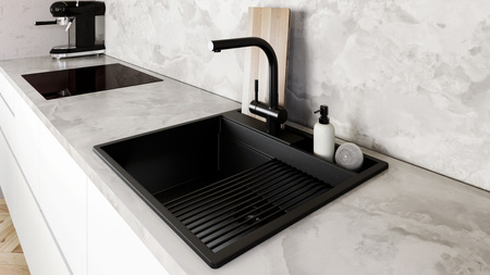 Zlew kuchenny GLOBALO SILVANO 60.1 BLACK/BL MAT