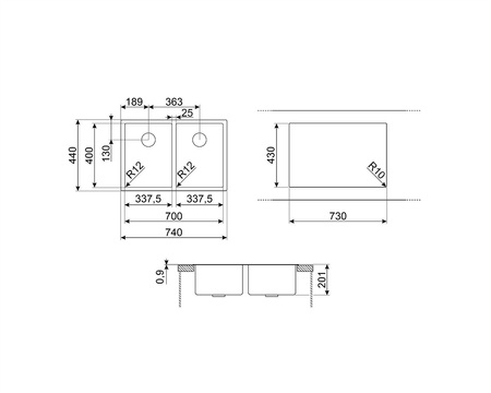 Zlewozmywak ze stali nierdzewnej VR12S3434 - Smeg