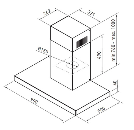 Okap kuchenny przyścienny GLOBALO NIDARO 90.5 H2H WHITE