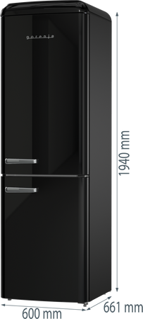 Lodówka z zamrażarką wolnostojąca GORENJE Retro czarny - ONRK619DBK