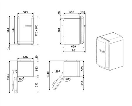 Lodówka chłodziarko zamrażarka pomarańczowy FAB10LOR6 SMEG Retro