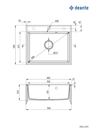 Zlewozmywak granitowy 1-komorowy ZQN_T103 - Deante