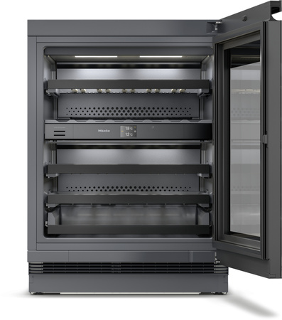 Chłodziarka do wina do zabudowy pod blatem wysokość 82-88 cm KWTUS 7074 F Szkło w kolorze ObsidianBlack - MIELE 12519510