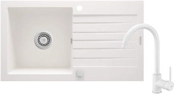 Zlewozmywak granitowy z baterią 1-komorowy z ociekaczem ZQZVA113 - Deante