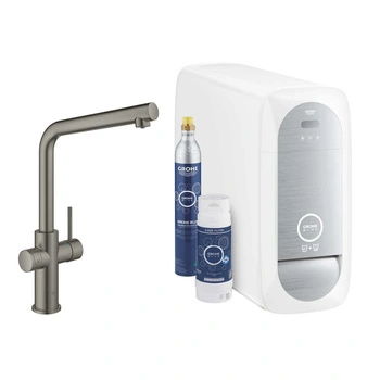 GROHE Blue Home Zestaw startowy z wylewką w kształcie L w brushed hard graphite. 31454AL1