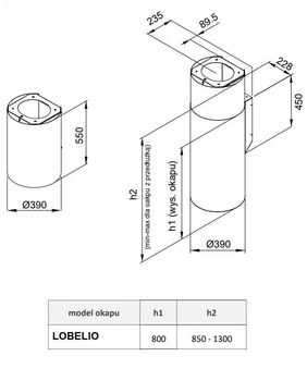PRZEDŁUŻKA DO OKAPU GLOBALO LOBELIO PG 1.1 WHITE