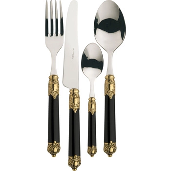 Bugatti RINASCIMENTO Gold Czarne zestaw obiadowy 24 cz. w opakowaniu RIDN-S2450