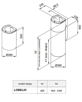 PRZEDŁUŻKA DO OKAPU GLOBALO LOBELIO PG 1.1 INOX