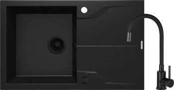 Zlewozmywak granitowy z baterią 1-komorowy z ociekaczem ZQNNN113 - Deante