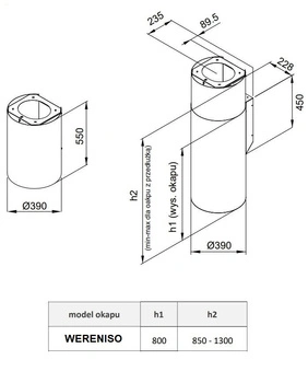PRZEDŁUŻKA DO OKAPU LANILIA WERENISO PL 1.1 WINE COPPER