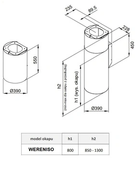 PRZEDŁUŻKA DO OKAPU LANILIA WERENISO PL 1.1 BLACK